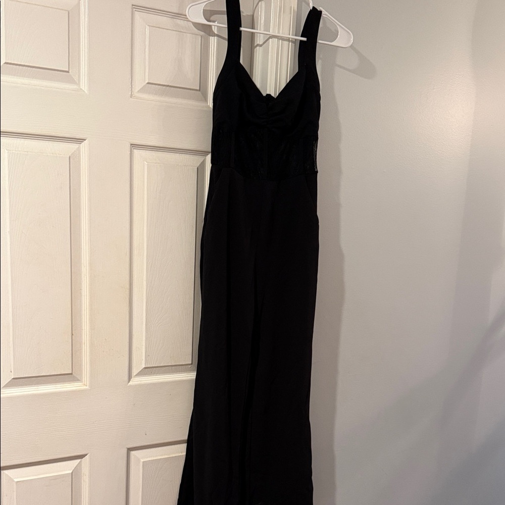 SHEIN Black Sleeveless Wide-Leg Jumpsuit